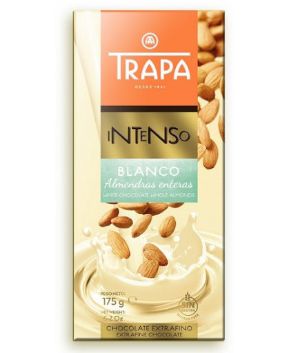 Шоколад білий без глютену з мигдалем Intenso Trapa Іспанія 175 г