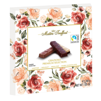 Шоколад Maitre Truffout Grazioso Австрія 200г (4 смаку в упаковці ...кава, нуга, праліне і темний шоколад