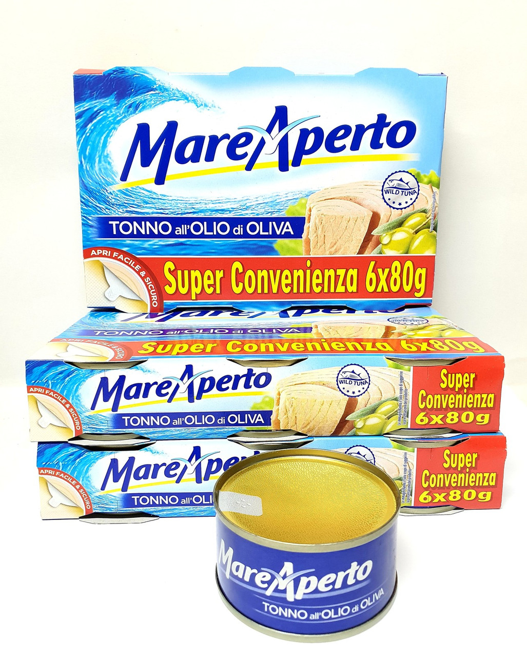 Тунець Mare Aperto Natural в оливковій олії (6х80 г) 480г Італія
