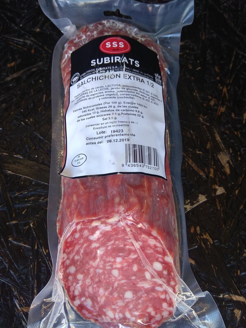 Ковбаса Салямі Subirats Salchichon Extra без глютену (1/2 палиці 650-750г) 1 кг Іспанія