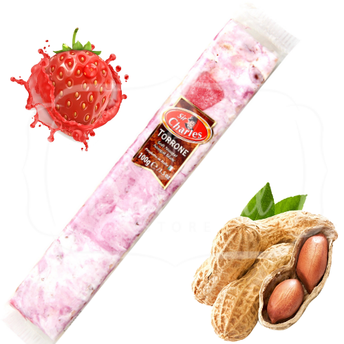 Нуга біла з арахісом і соусом із полуничного желе Sir Charles Італія 100 г