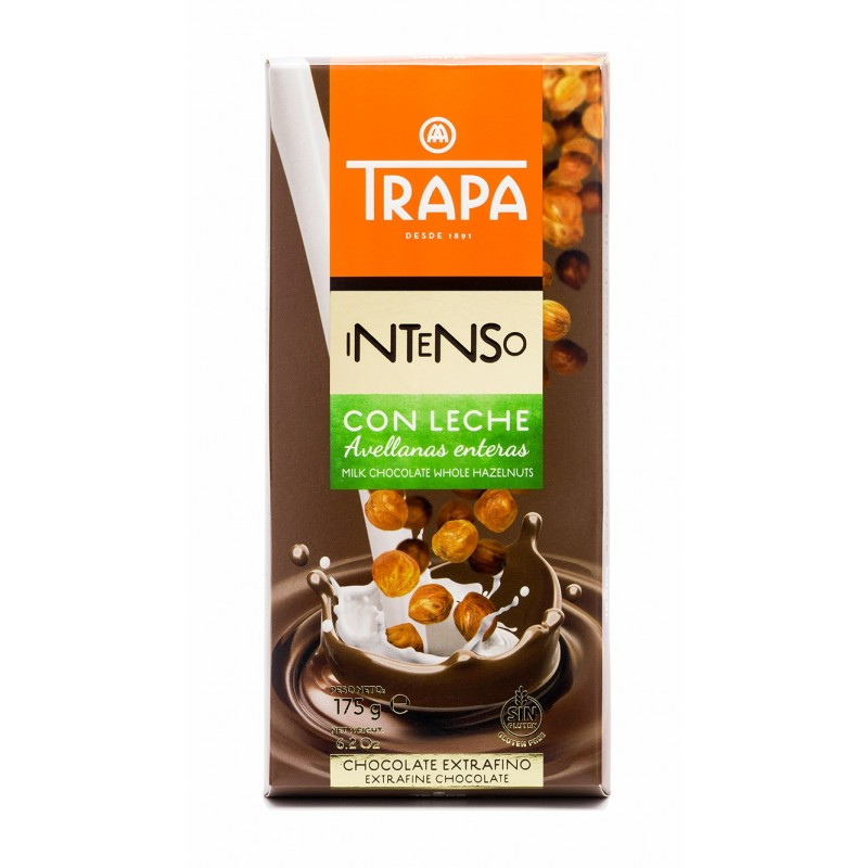 Шоколад молочний без глютену з фундуком  Trapa Іспанія 175 г