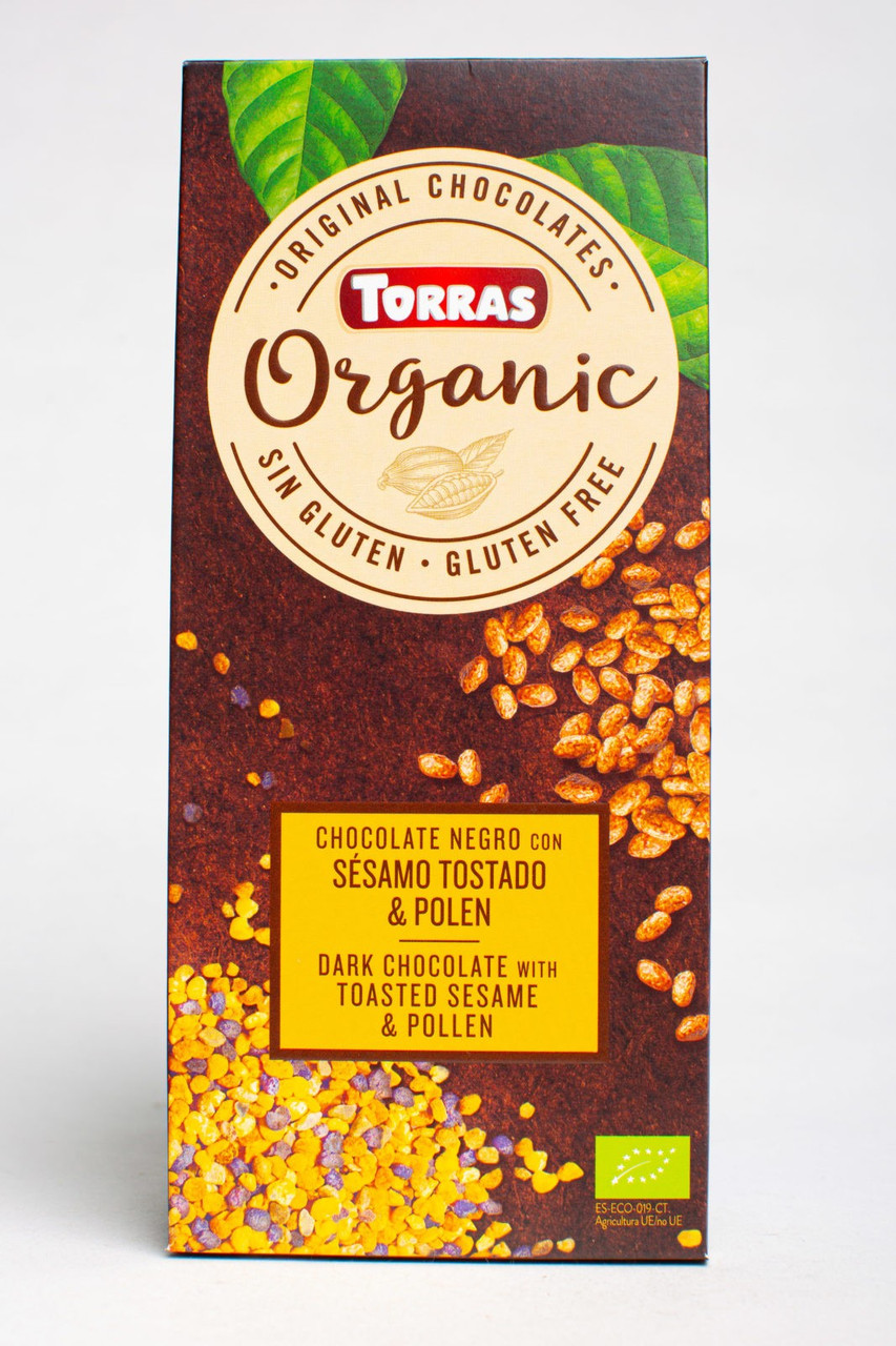 Шоколад чорний без глютену Organic з кунжутом і квіточкою. пилковий Sesamo Tostado&Pole Torras 100 г Іспанія