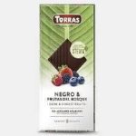 Шоколад чорний без цукру та глютену з лісовими ягодами Torras Stevia Negro&Frutas del Bosquo 125 г Іспанія