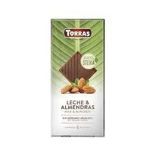 Шоколад молочний без цукру і глютену з мигдалем Torras Stevia 125 г Іспанія