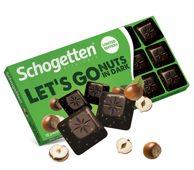 Шоколад чорний із фундуком Schogetten LET`S GO Nuts in Dark 100 г