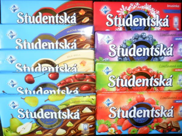 Шоколад Studentska в асортименті Чехія 180г
