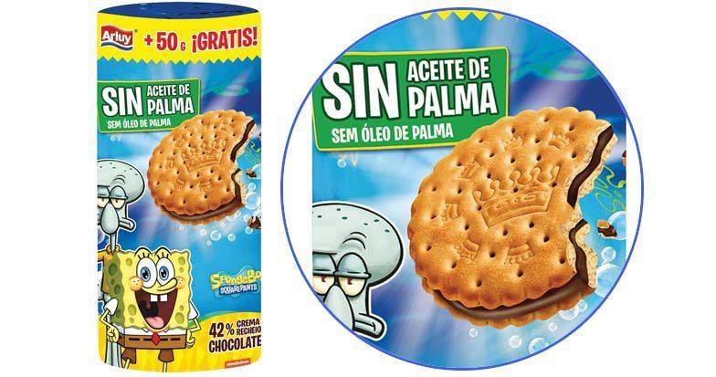 Печиво сендвіч БЕЗ ПАЛЬМОВОГО МАСЛА Mega SpongeBob Arluy Іспанія 350 г Іспанія