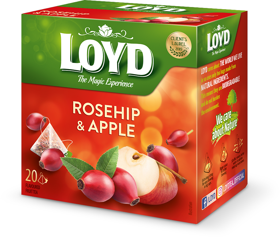 Чай з шипшиною і яблуком Loyd Rosehip& Apple 20 пірамідок (40г) Польща