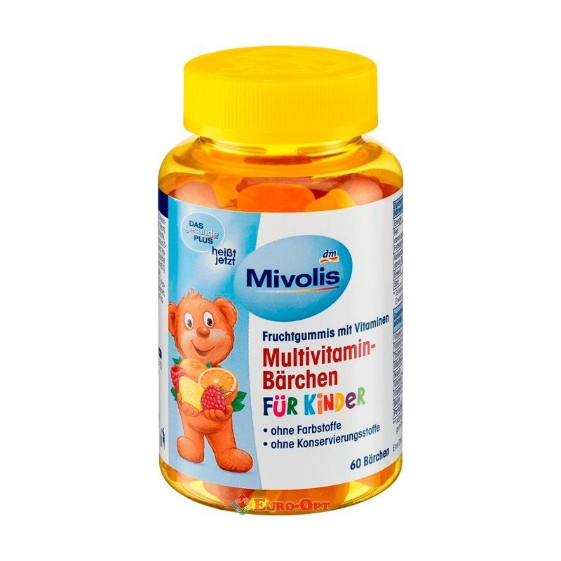 Мультивітамінний комплекс для дітей Mivolis Multivitamin-Bärchen Für Kinder 60 шт