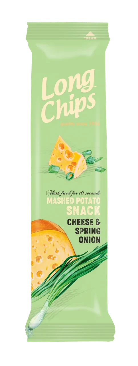 Чіпси з сиром і зеленою цибулею Long Chips 75г Латвія