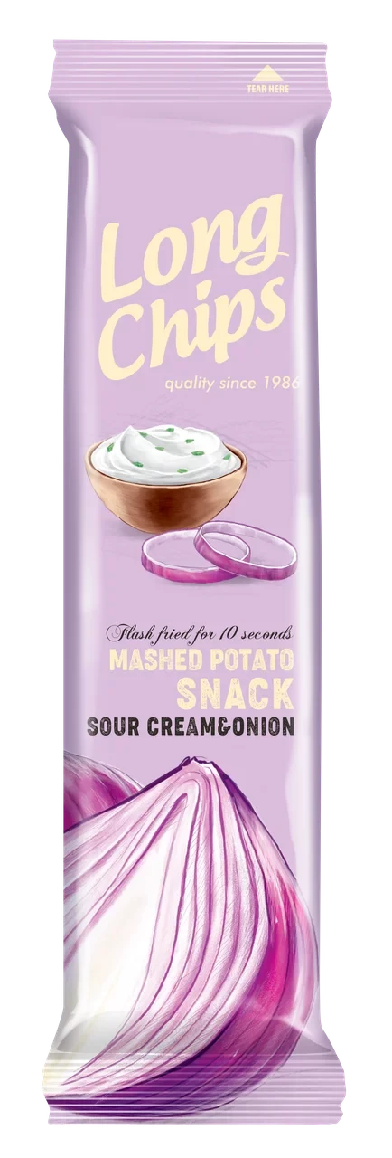 Чіпси сметана і цибуля Long Chips 75г Латвія