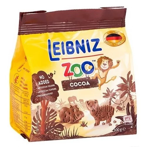 Печиво какао Зоопарк Bahlsen Leibniz Лейбніц Zoo 100г Німеччина