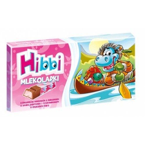 Шоколад молочний із полуничним йогуртом Hibbi (8х12,5г) 100 г Польща
