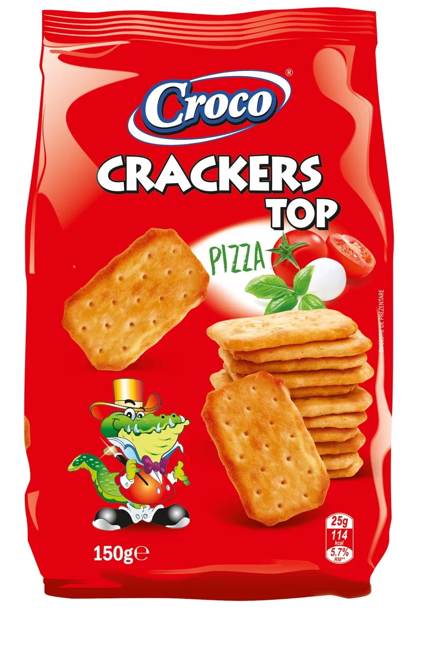 Крекер солоний зі смаком піци Croco Crackers TOP 150 г Румунія