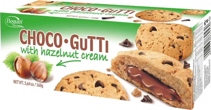Печиво начинка фундука та шматочки шоколаду   Bogutti Choco Gutti 160г