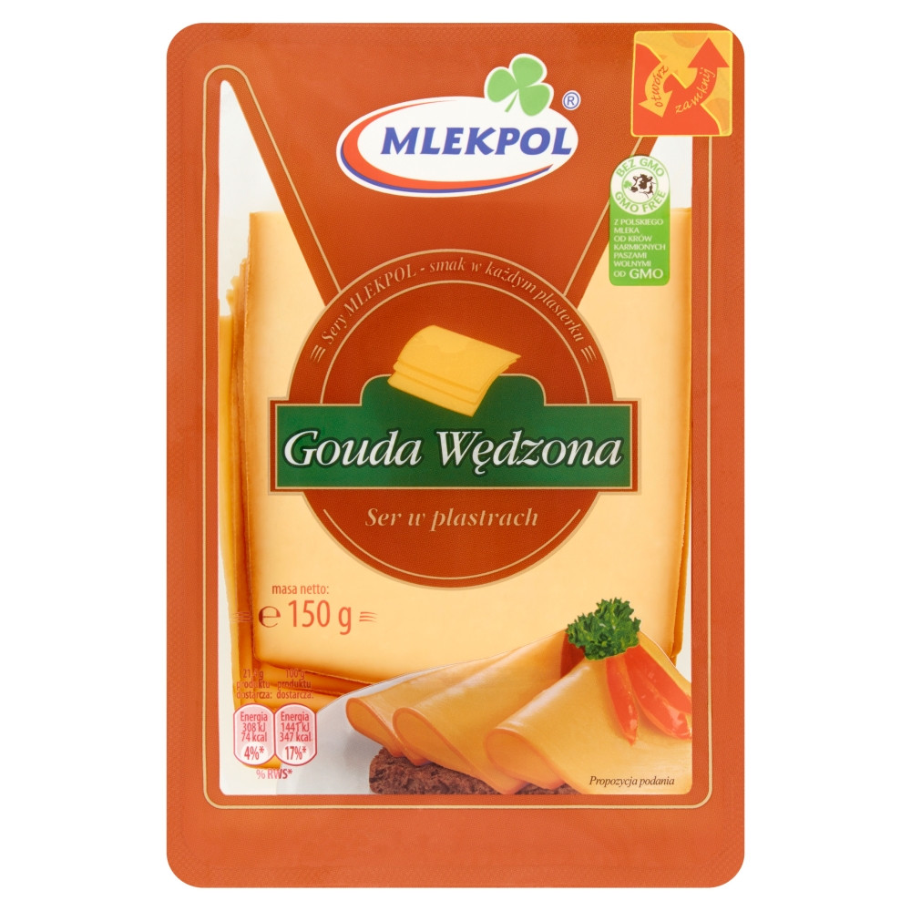 Сир у пластинках копчений Mlekpol Gouda WEEdzona 150 г Польща