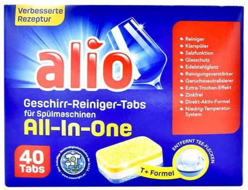 Таблетки для посудомийних машин Alio All-in-one 40 шт Німеччина