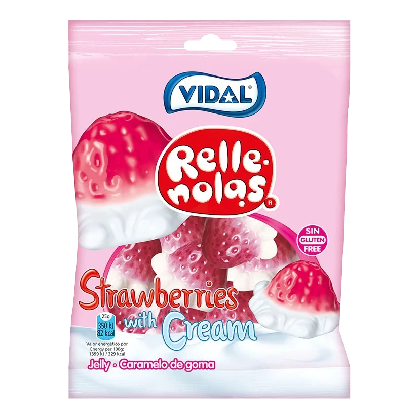 Желейні цукерки Без глютену Полуниця з вершками Strawberries with cream ТМ VIDAL 100 г Іспанія
