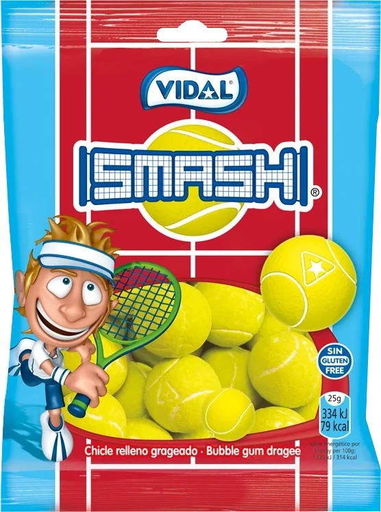 Жувальна гумка Без глютену Тенісні м'ячі Smash ТМ VIDAL Foot Balls 90г Іспанія