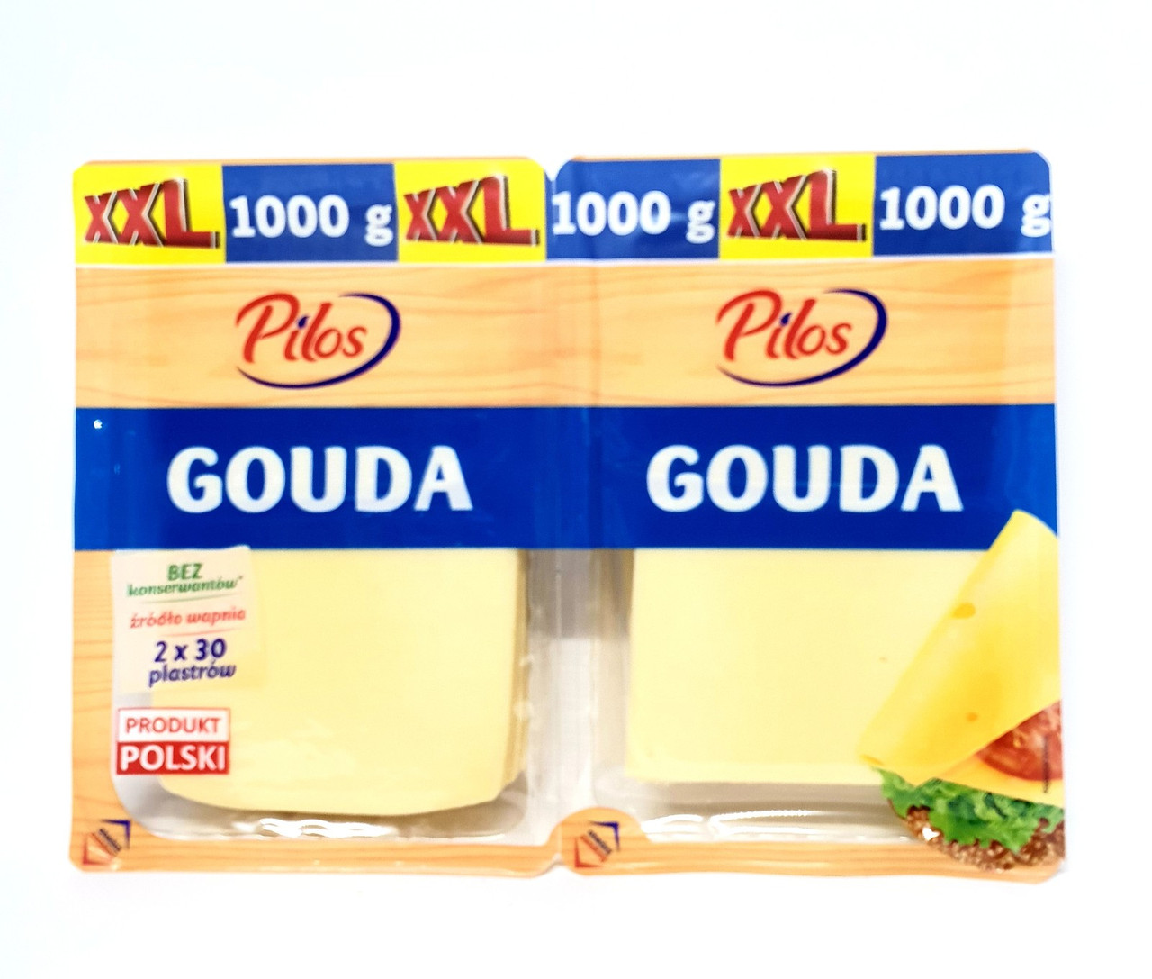 Сир слайсами Гауда без консервантів Pilos Gouda 1 кг (2штх500г) Польща