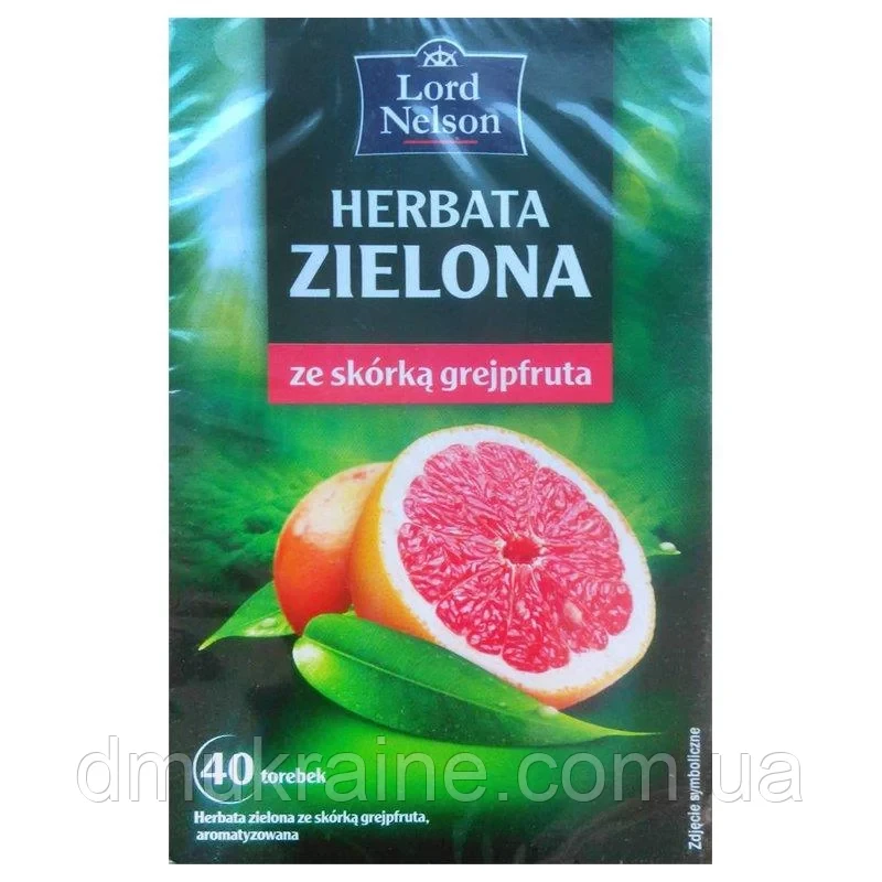Чай зелений із грейпфрутом Lord Nelson Zelona 40пакет. Польща