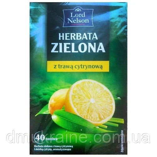 Чай зелений із лимоном Lord Nelson Zelona 40пакет. Польща