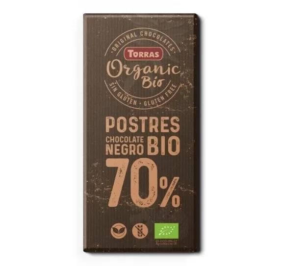 Шоколад без глютену Torras Organic Bio Postres 70% какао 200г Іспанія