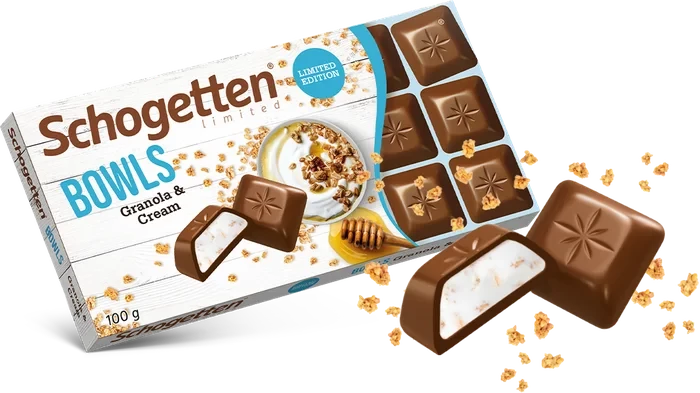 Шоколад Schogetten Шогеттен Bowls молочний крем і гранола Німеччина, 100г
