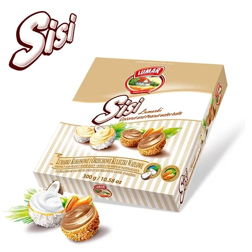 Цукерки вафельні кульки з кокосовим і арахісовим кремом Lumar Sisi Mix 300 г