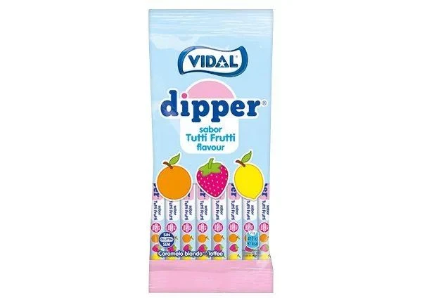 Жувальні цукерки Без глютену Палички Тутті ТМ VIDAL Dipper Tutti Fruitti 65 г Іспанія