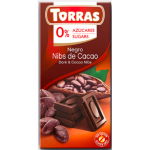 Шоколад без цукру Torras чорний з подрібненими какао Іспанія 75г