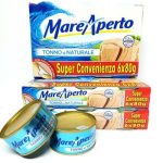 Тунець у власному соку Mare Aperto Natural 480г (6х80 г) Італія