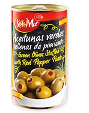Оливки зелені фаршировані паприкою SOL & MAR 350 г