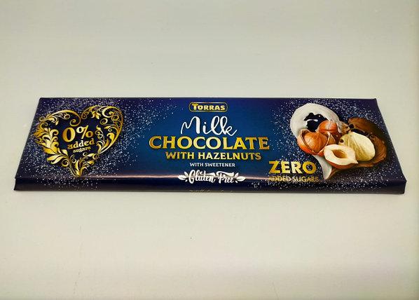 Шоколад молочний без цукру та глютену Торрас із фундуком Torras Zero Milk Huzelnuts  250 г Іспанія