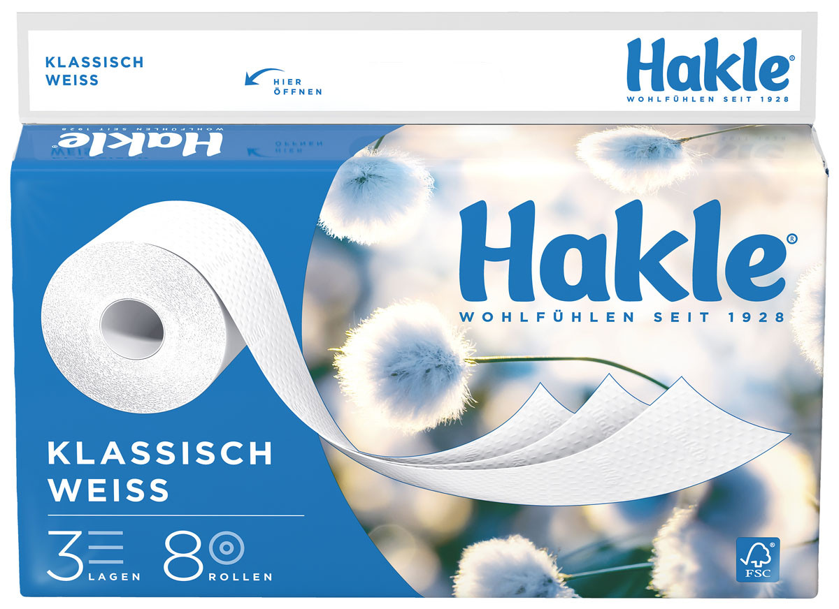 Туалетний папір 3-х шарова Hakle Toilettenpapier Klassisch Weiss 8 шт Німеччина