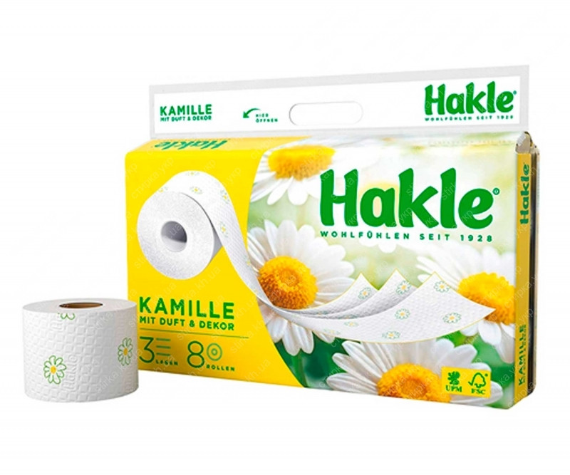 Туалетний папір 3-шаровий Ромашка Hakle Kamille 8 шт Німеччина