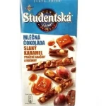 Шоколад молочний Studentska Pecet із солоною карамеллю, родзинками та арахісом 170 г Чехія