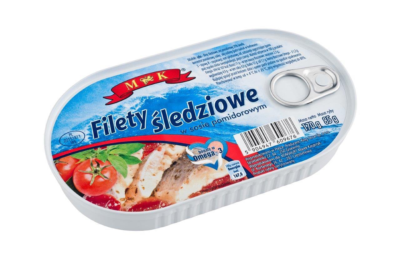Филе сельди в томатном соусе MK Filety sledziowe w sosie pomidorowym 170 г Польша