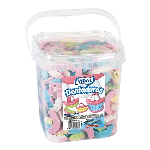 Желейні жувальні цукерки пінні зуби тубус Foam Teeth 200 шт 1,14 кг ТМ Vidal