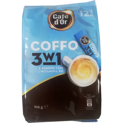 Кава розчинна 3 в 1 Coffo Cafe d'or з магнієм і вітаміном В6, 216 г (12 стіків)