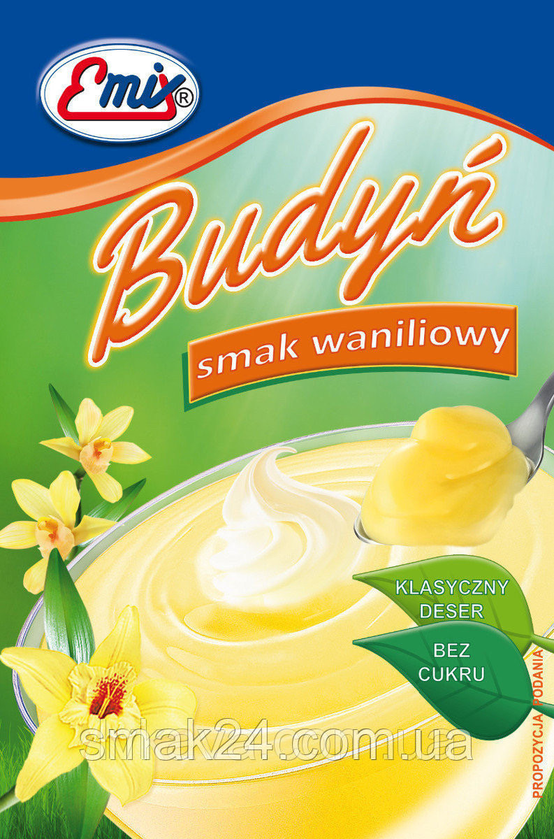 Пудинг з ванільним смаком БЕЗ САХАРА Emix Budyn Польща 40г