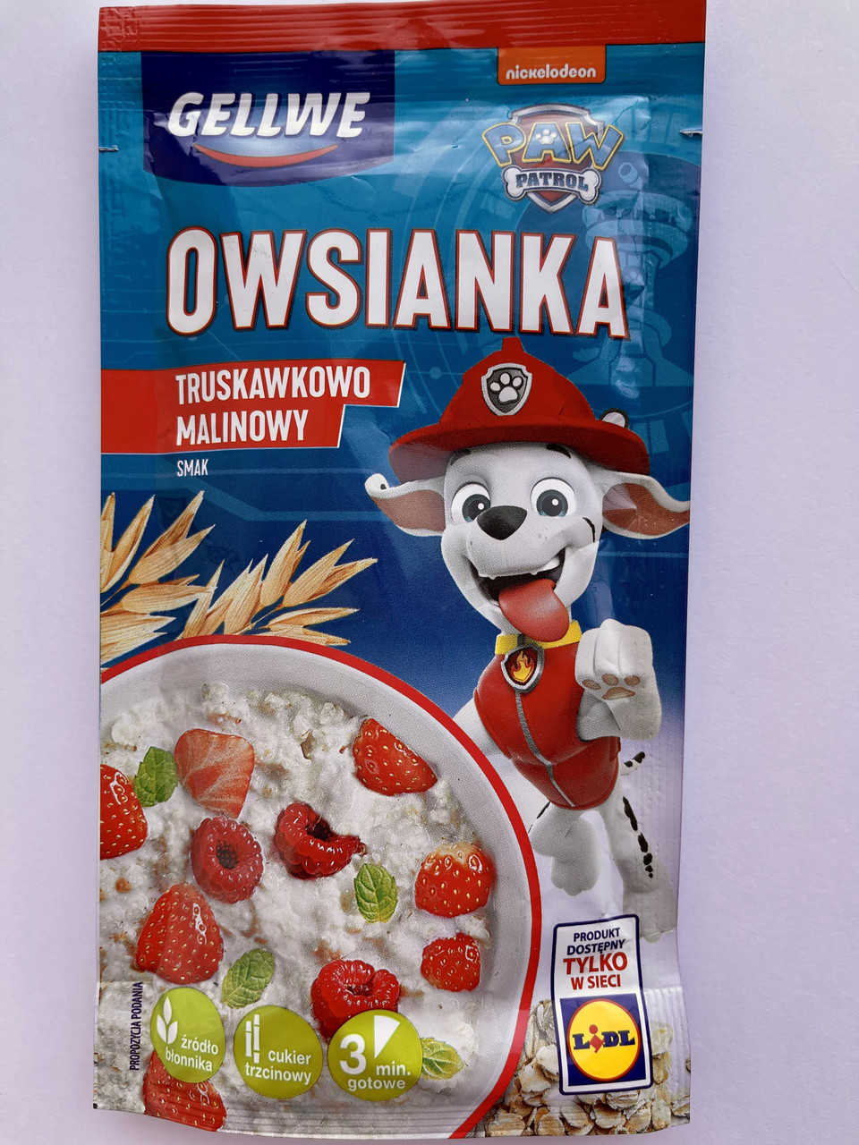 Вівсянка Полунично-Малинова PAW PATROL Gellwe Owsianka 42 г Польща