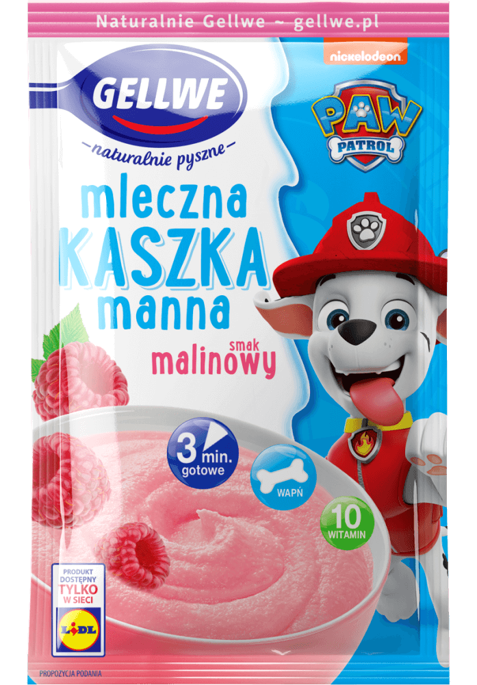 Кашка манна з Малиновим смаком із вітамінами PAW PATROL Gellwe Kaszka 50 г Польща