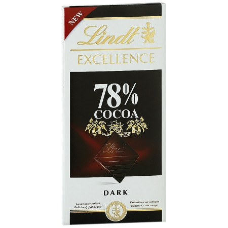 Шоколад чорний 78% какао Lindt Excellence 100г Швейцарія