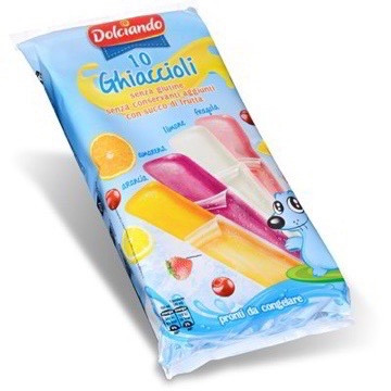 Лід-морозиво фруктовий БЕЗ ГЛЮТЕНУ Dolciando ghiaccioli (апельсин, черешня, лимон, полуниця) Італія 400мл