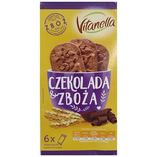 Печиво з шоколадом і пластівцями Vitanella Czekolada & Zboza (6х50г) 300 г Польща