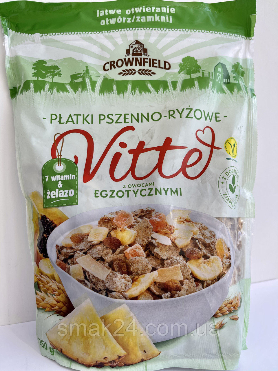 Пластівці рисові та пшеничні з Тропимичними фруктами Crownfield Vitte z egzotycznymi Польща 250 г