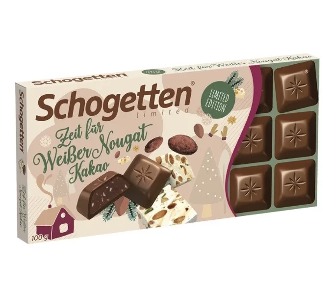 Шоколад молочний з Какао - Білої нугою Schogetten Cocoa White Nougat Німеччина 100г