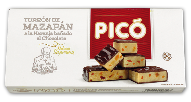 Туррон Марципанова нуга з апельсином у шоколаді Pico Mazapan a la Naranja banado al Chocolate 200 г Іспанія